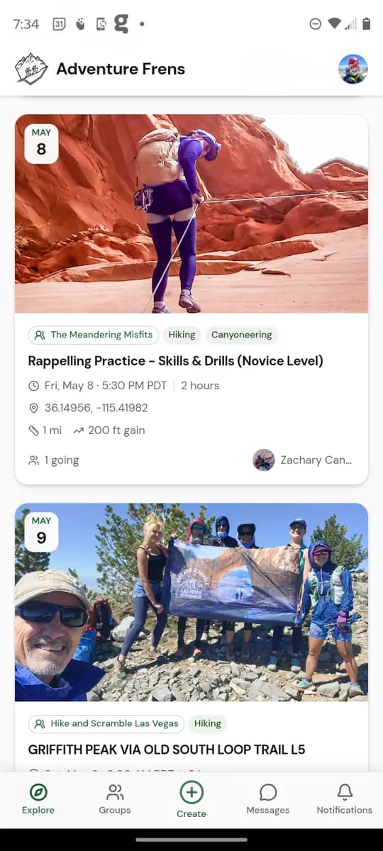 Explore screen